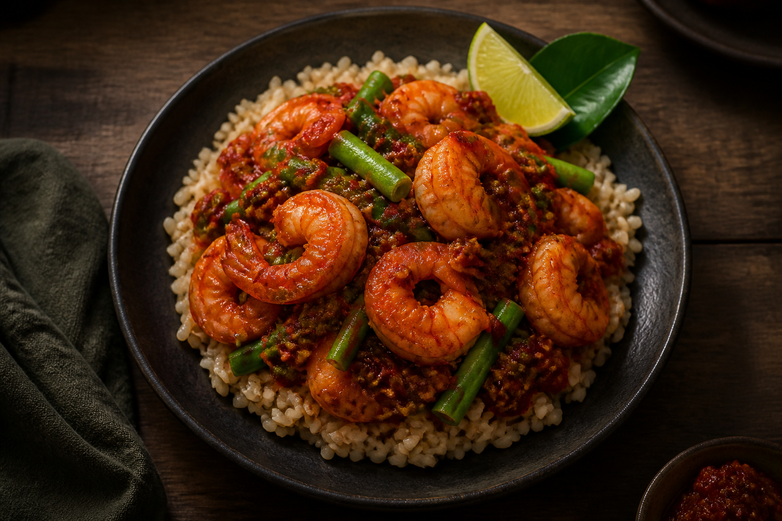 Udang balado, the lean Padang build